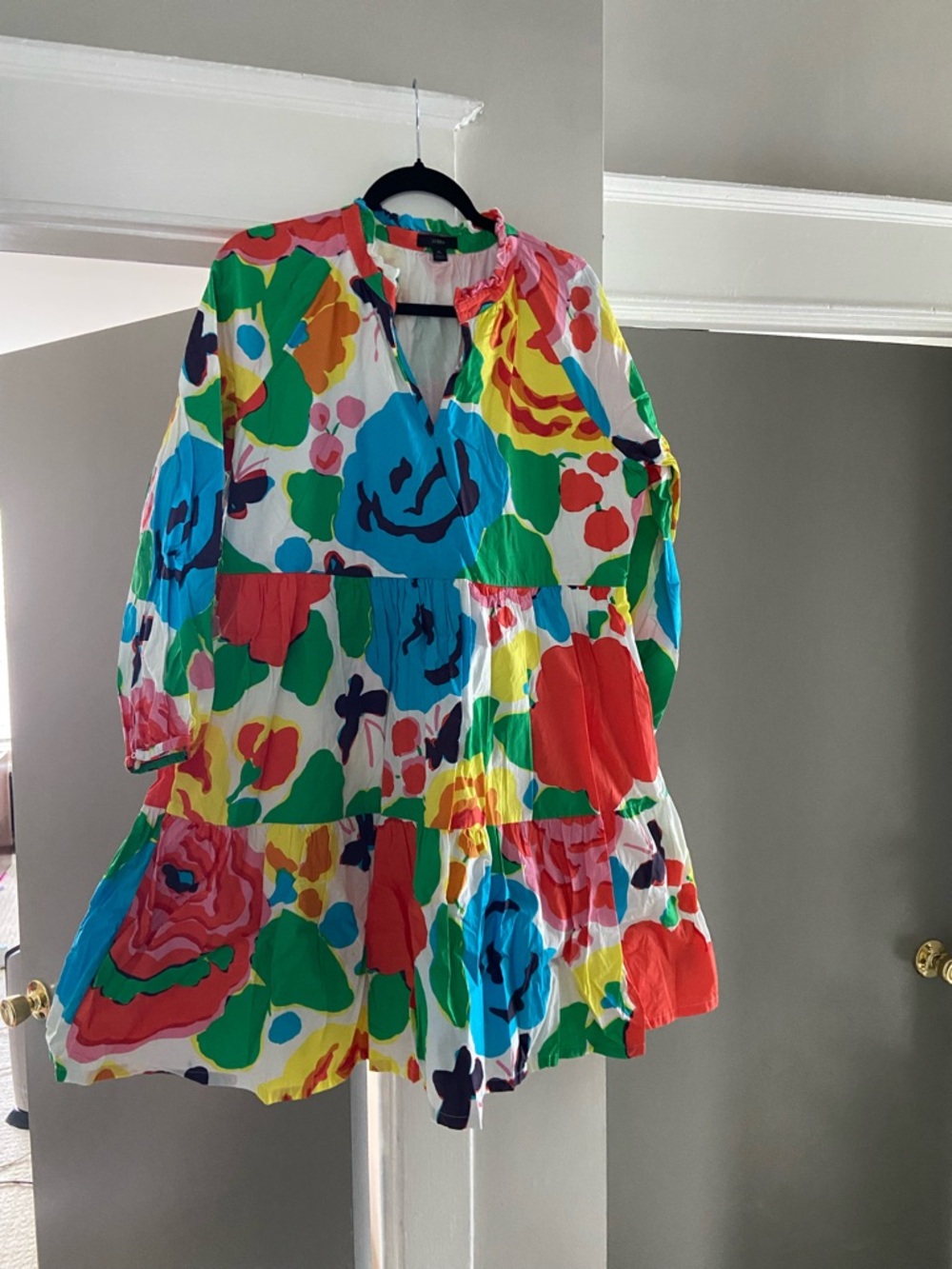 J.Crew long sleeve swing dress Ratti print XL